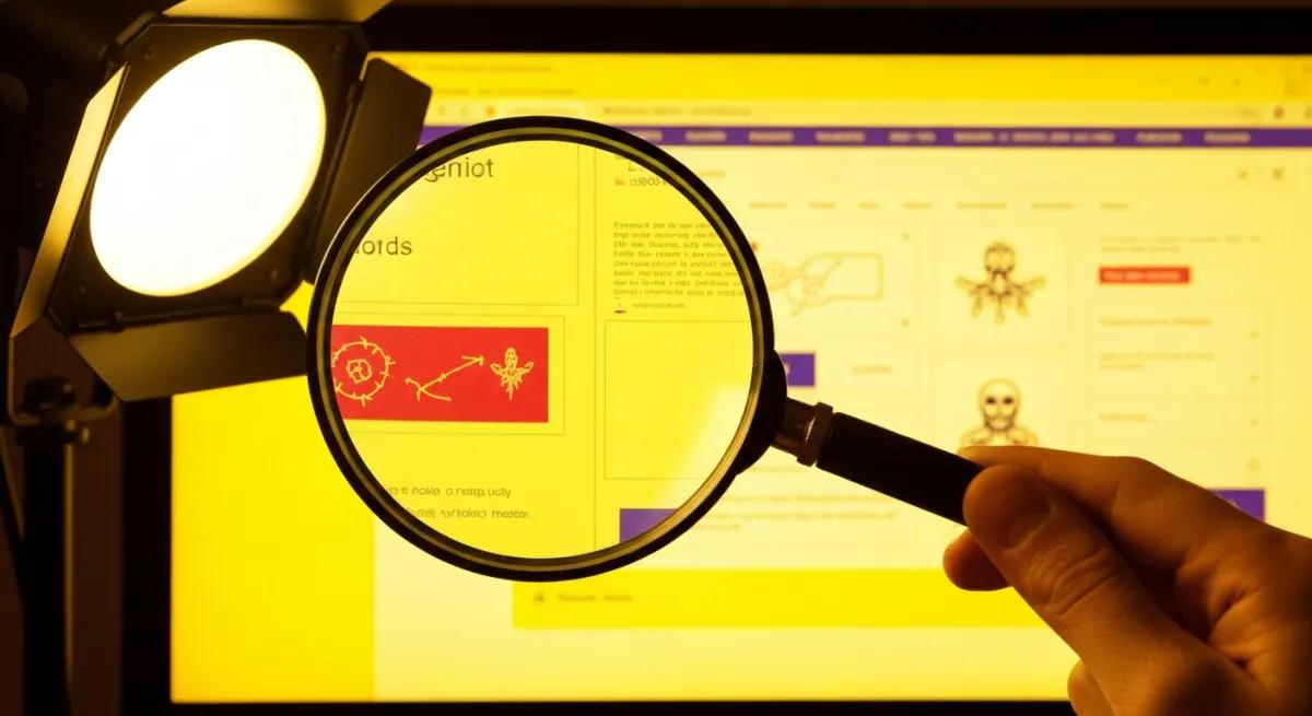 Loupe analysant un site web suspect