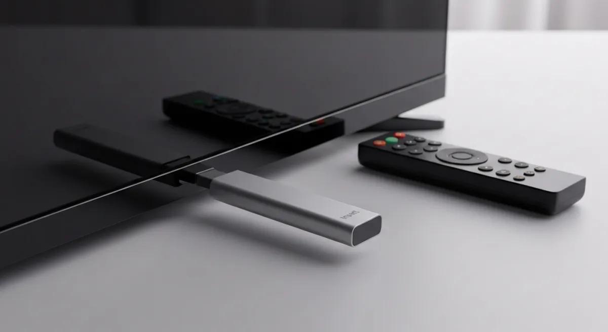 Clé de streaming Fire TV connectée à un téléviseur