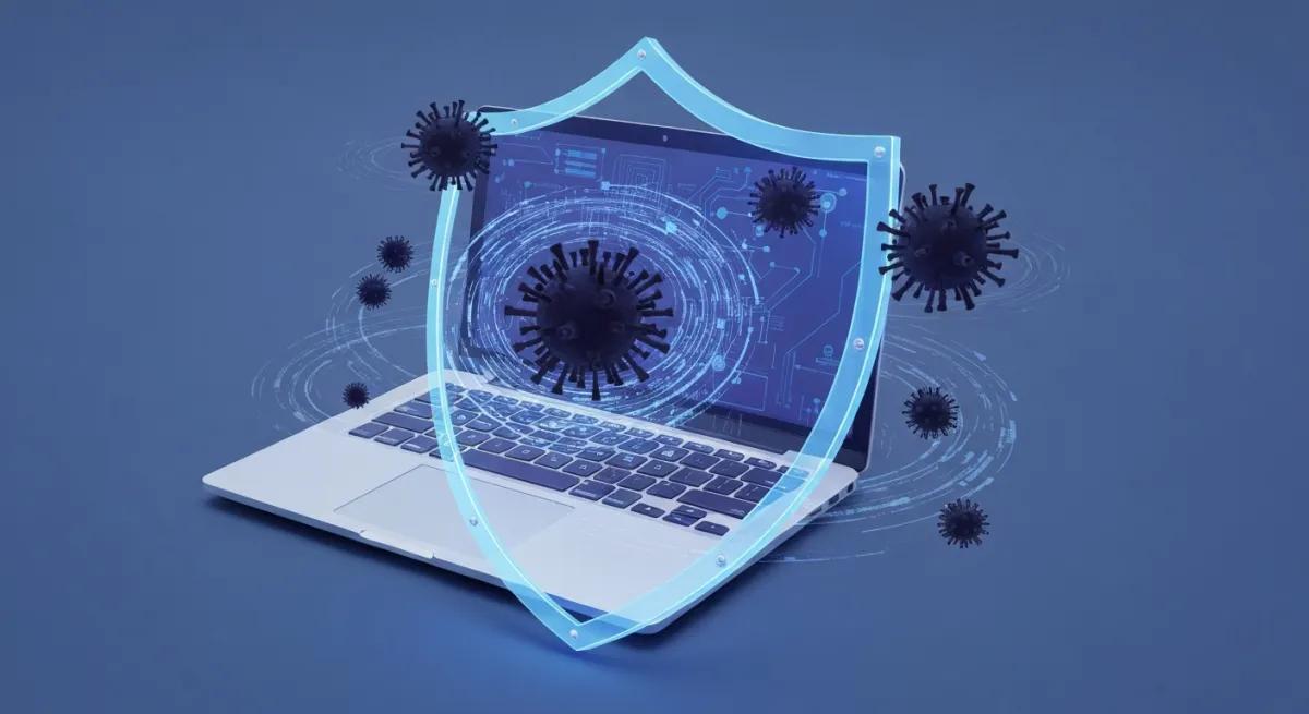 Bouclier de protection numérique sur fond technologique