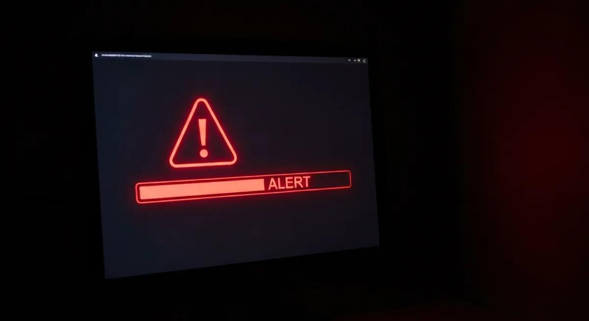 Alerte de sécurité numérique sur écran d'ordinateur