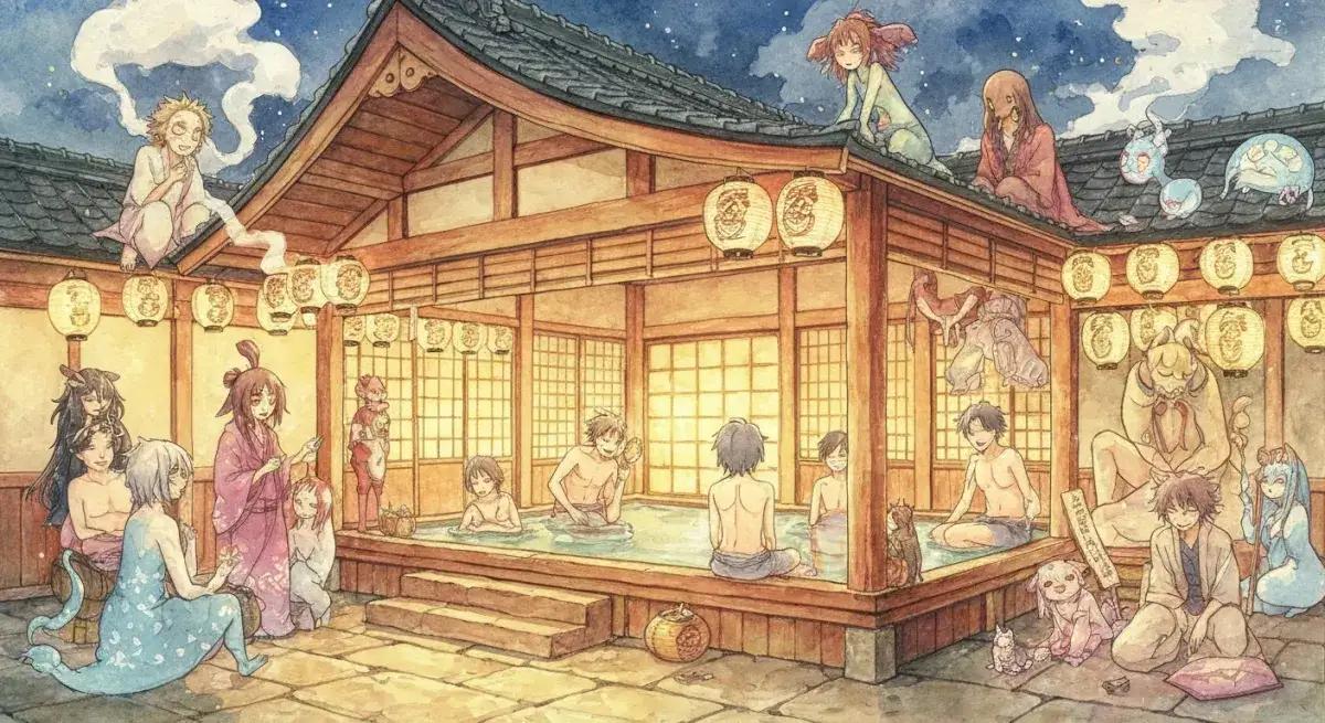 Forêt enchantée inspirée de l'univers de l'animation japonaise
