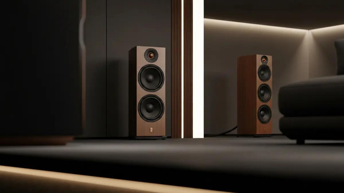 High-end audio speakers in a home theater