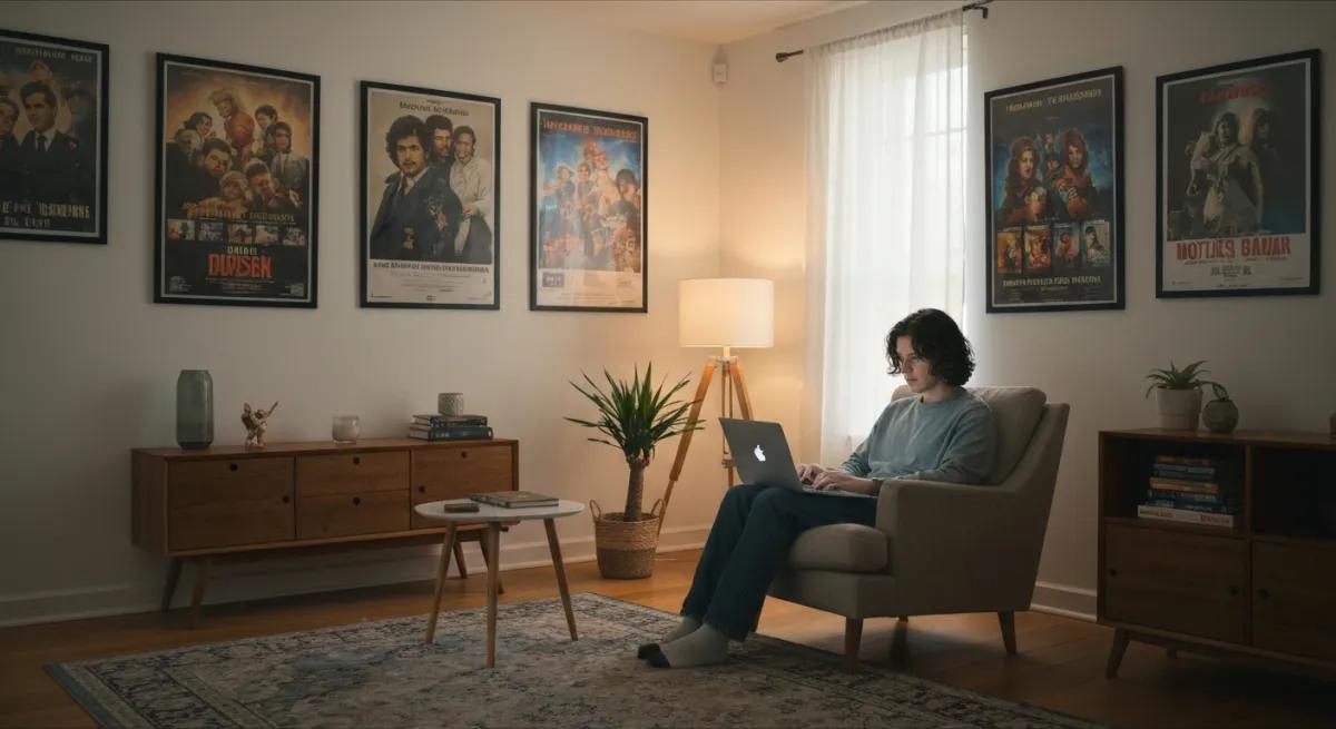 Personne naviguant sur un site de streaming depuis un salon