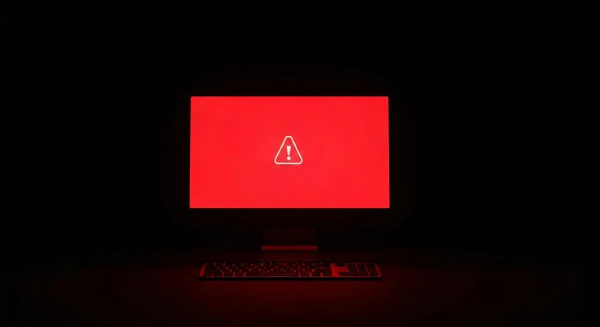 Écran montrant un avertissement de sécurité informatique